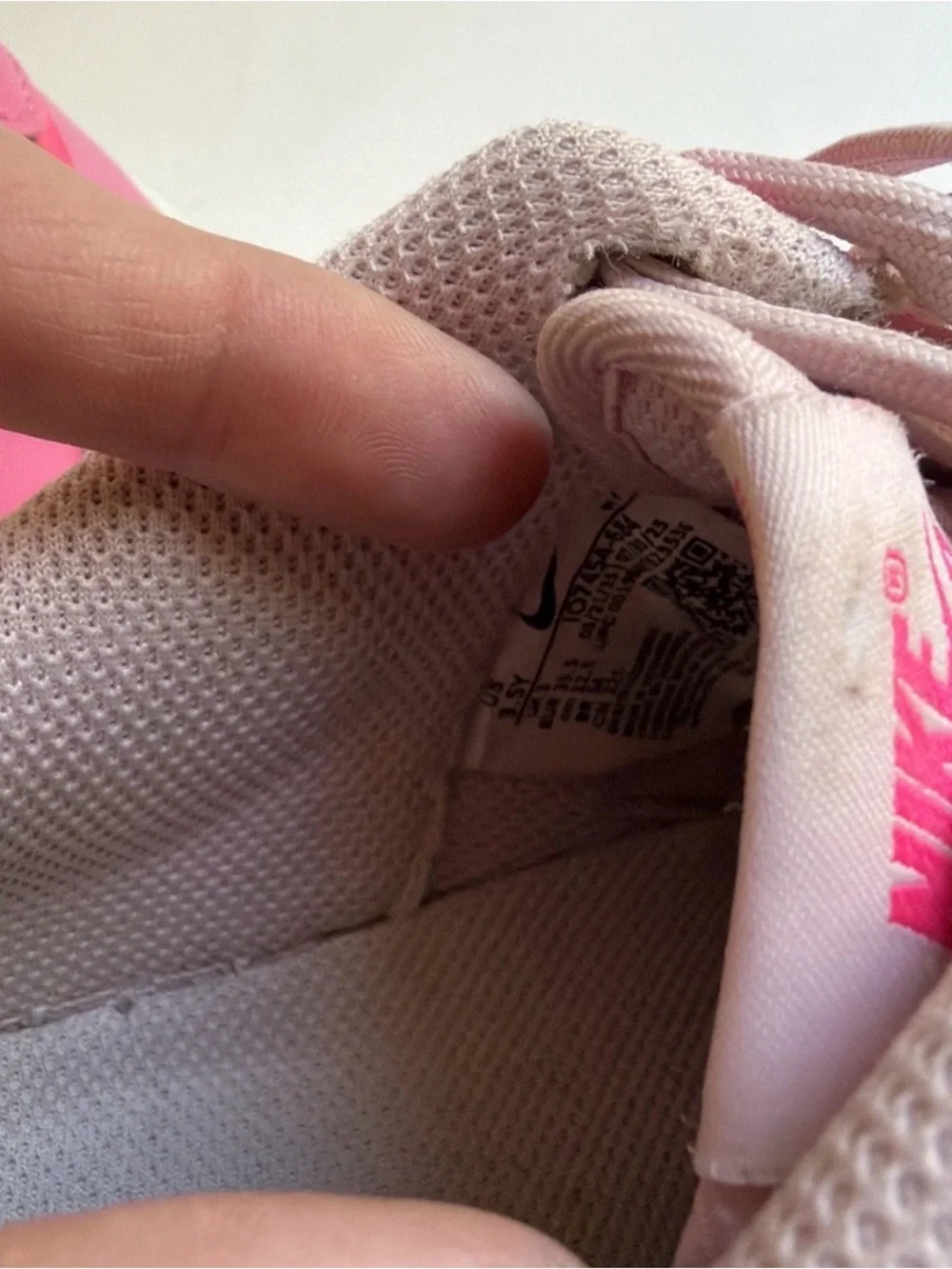 Nike Air Force 1 Kids Pink/White Leather Sneaker 3.5Y